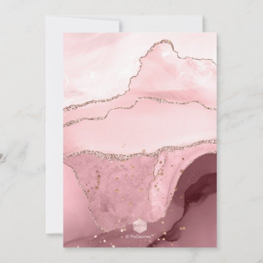 PixDezines Watercolor Rose Gold Agate Christening Einladung (Rückseite)
