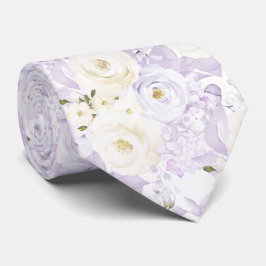 PixDezines Watercolor Roses Lilac Purple n Cream Krawatte