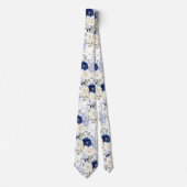 PixDezines Watercolor Roses Navy Blue Cream Krawatte (Vorderseite)