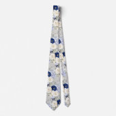 PixDezines Watercolor Roses Navy Blue Cream Krawatte (Vorderseite)