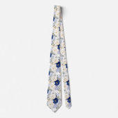 PixDezines Watercolor Roses Navy Blue Cream Krawatte (Vorderseite)