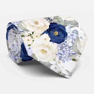 PixDezines Watercolor Roses Navy Blue Cream Krawatte