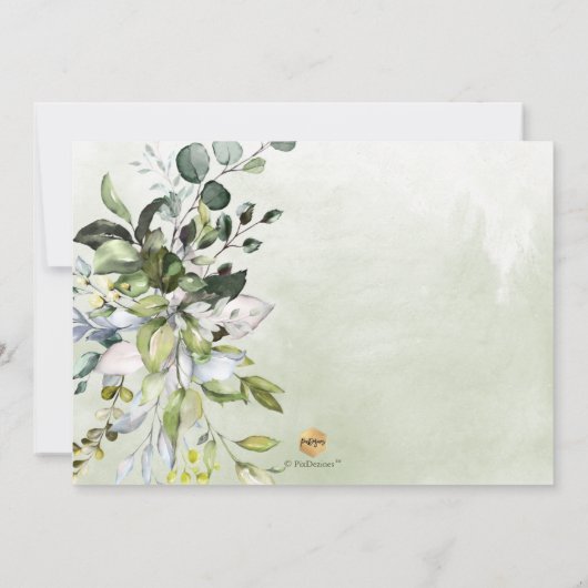 PixDezines Watercolor Rustic Eukalyptus Bridal Einladung (Rückseite)