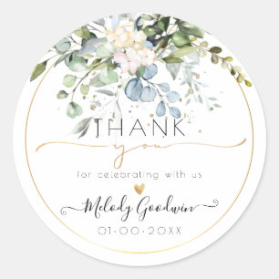 PixDezines Watercolor Rustikale Blaue Gummieukalyp Runder Aufkleber