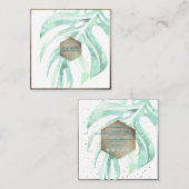 PixDezines WATERCOLOR SEAFOAM MONSTERA, GREENERY Quadratische Visitenkarte (Vorne/Hinten)
