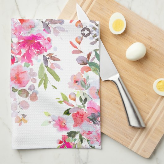 PixDezines Watercolor Sommer Floral Geschirrtuch (Viertel Falte)