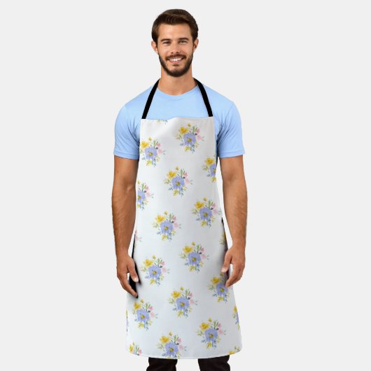 PixDezines Watercolor Sommer Floral Schürze (Getragen)