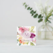 PixDezines Watercolor Sommer-Rose Quadratische Visitenkarte (Stehend Vorderseite)