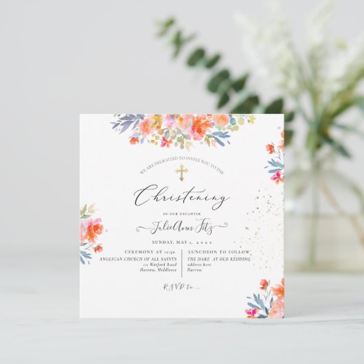 PixDezines Watercolor Sommerliche Rose Weihnachten Einladung (Stehend Vorderseite)