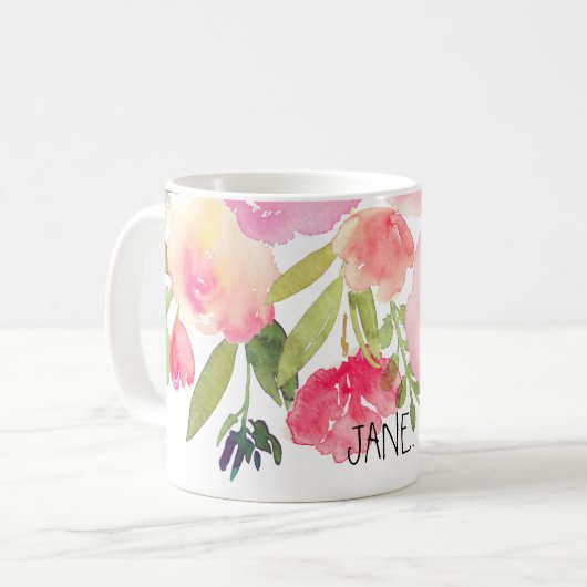 PixDezines Watercolor Spring, Peonies Bouquet Kaffeetasse (Vorderseite Links)