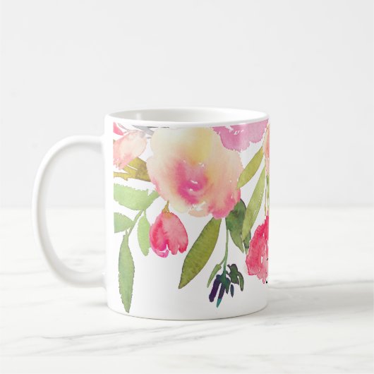 PixDezines Watercolor Spring, Peonies Bouquet Kaffeetasse (Links)