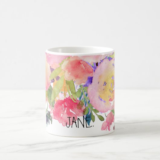 PixDezines Watercolor Spring, Peonies Bouquet Kaffeetasse (Mittel)