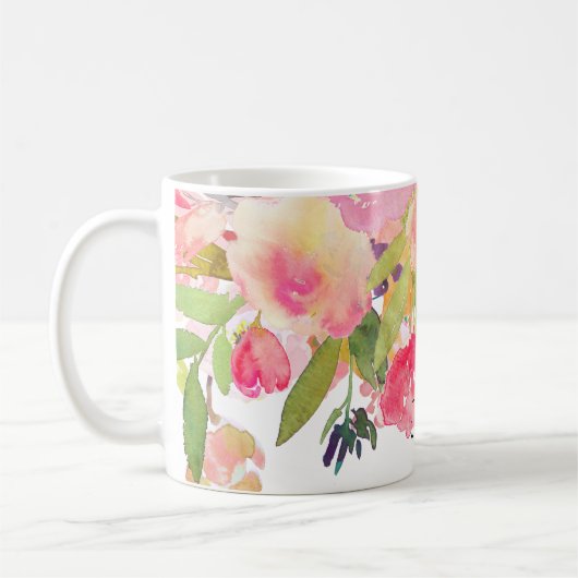 PixDezines Watercolor Spring, Peonies Bouquet Kaffeetasse (Links)