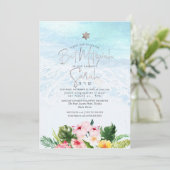 PixDezines Watercolor Strandbad Mitzvah Einladung (Stehend Vorderseite)