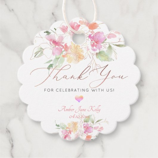 PixDezines Watercolor Sweet Pea Wreath Vielen Dank Geschenkanhänger