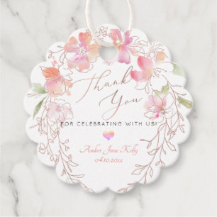 PixDezines Watercolor Sweet Pea Wreath Vielen Dank Geschenkanhänger