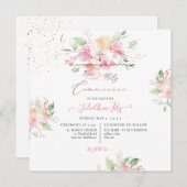 PixDezines Watercolor Sweetpeas Heilige Kommunion Einladung (Vorne/Hinten)