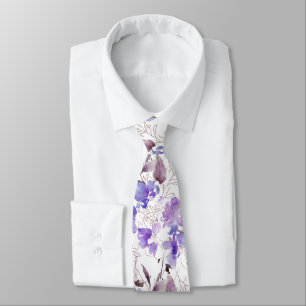 PixDezines Watercolor Sweetpeas Lavender Lila Krawatte