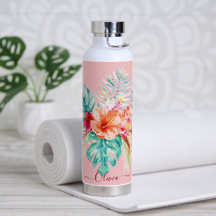 PixDezines Watercolor Tropisches Paradies Blumen Trinkflasche