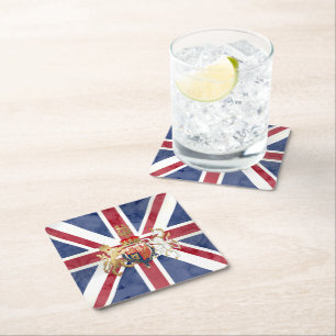 PIXDEZINES WATERCOLOR UNION JACK und INSIGNIA Rechteckiger Pappuntersetzer