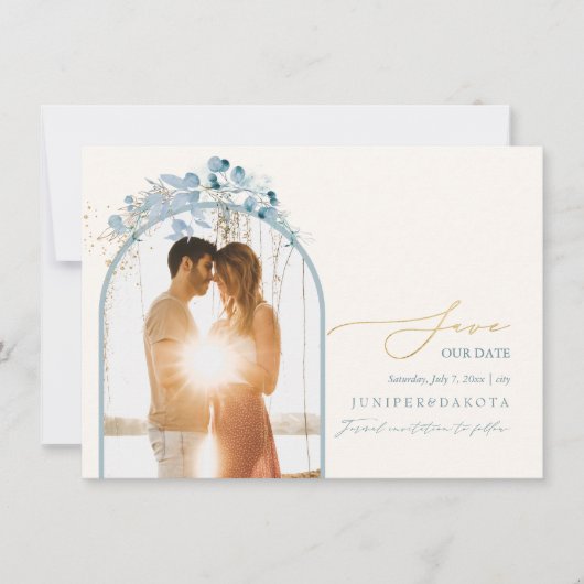 PixDezines Watercolor Winter Eukalyptus Wreath Save The Date (Vorderseite)