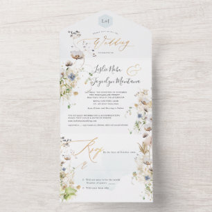 PixDezines Watercolor Winter Wiesen Blume All In One Einladung