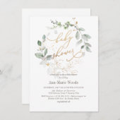 PixDezines Watercolor Wreath Baby Shower Einladung (Vorne/Hinten)