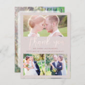 PixDezines Wedding Danke / Blush Pink Script Postkarte (Vorne/Hinten)