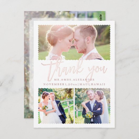 PixDezines Wedding Danke / Blush Pink Script Postkarte (Vorne/Hinten)