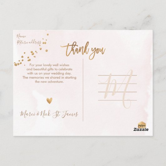 PixDezines Wedding Vielen Dank für Ihren Aquarellr Postkarte (Rückseite)