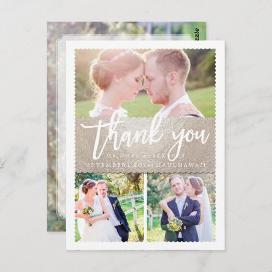 PixDezines Wedding Vielen Dank/Imitate Silver/Scri Postkarte (Vorne/Hinten)