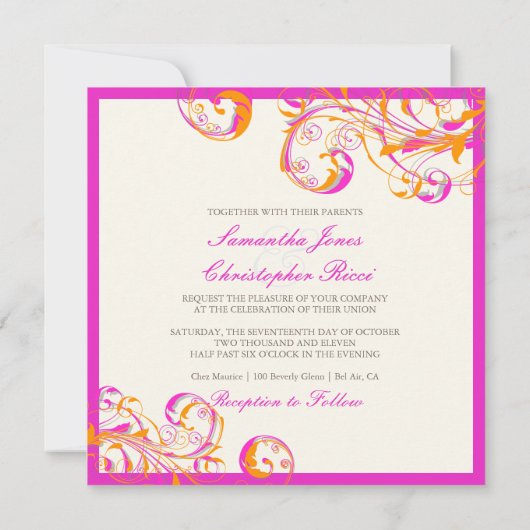 PixDezines Weinbau Wirbel|Korallen+Fuschia|DIY Far Einladung (Rückseite)