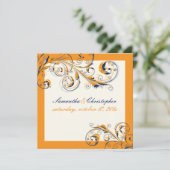 PixDezines Weinbau Wirbel|orange+navy blue|DIY col Einladung (Stehend Vorderseite)