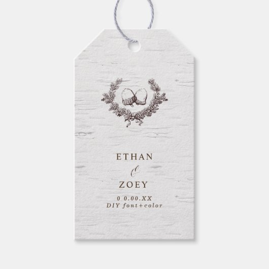 PixDezines Weiße Birke + Acorns Kranz Geschenkanhänger (Vorderseite)