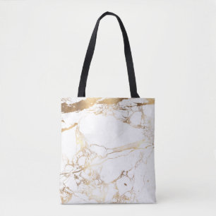 PixDezines WEISSE MARmor+FAUX-GOLDFADEN Tasche