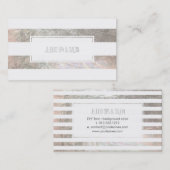PixDezines, weiße Streifen/Imitat silber Visitenkarte (Vorne/Hinten)