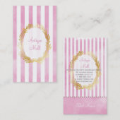 PixDezines, weiße Streifen/rosa Wasserfarbe Visitenkarte (Vorne/Hinten)