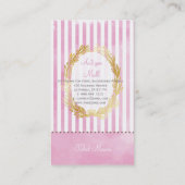 PixDezines, weiße Streifen/rosa Wasserfarbe Visitenkarte (Rückseite)