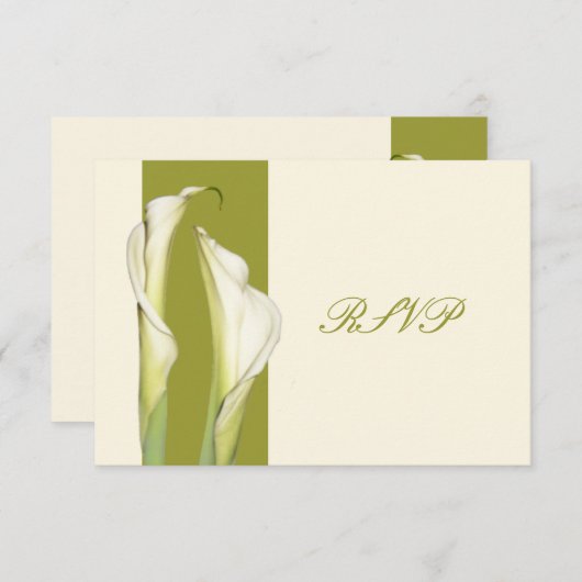 PixDezines, weißer Calla-Hintergrund RSVP Karte (Vorne/Hinten)