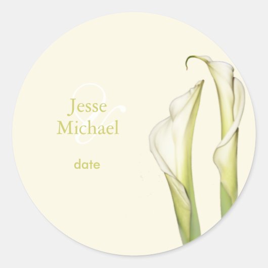 PixDezines, weißer Calla-Hintergrund Runder Aufkleber (Vorderseite)