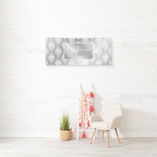 PixDezines Weißer Damaskus + Silbertone Banner (Insitu)