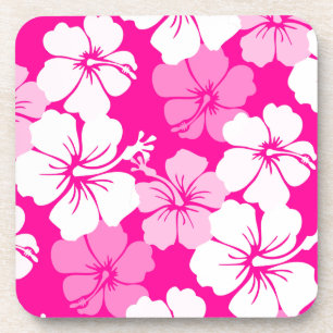 PixDezines weißer Hibiskus/DIY-Hintergrund Getränkeuntersetzer