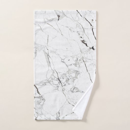 PixDezines Weißer Marmor Badhandtuch Set (Handtuch)
