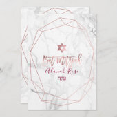 PixDezines Weißer Marmor Bat Mitzvah/Rose Gold Einladung (Vorne/Hinten)