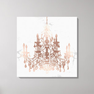 PixDezines weißer Marmor-Faux-Roségold-Kronleuchte Leinwanddruck
