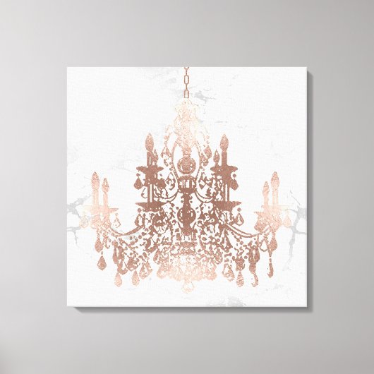 PixDezines Weißer Marmor Imitate Rose Gold Kronleu Leinwanddruck (Vorderseite)