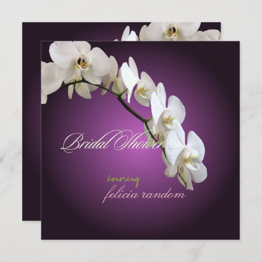 PixDezines WEISSER ORCHID BRAUTPARTY/DIY FARBE Einladung (Vorne/Hinten)