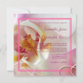 PixDezines Weißer Orchid| Pink und weiß Einladung (Rückseite)