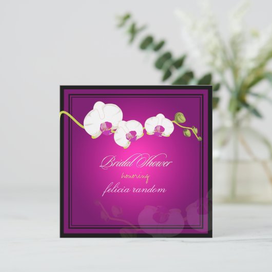 PixDezines weißes Orchid/Tageereignis Einladung (Stehend Vorderseite)