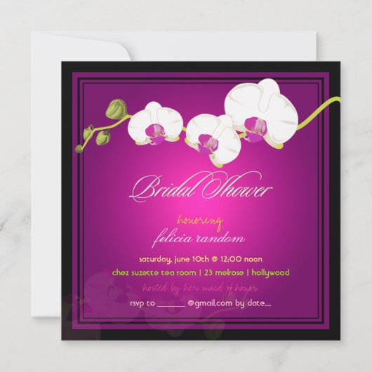 PixDezines weißes Orchid/Tageereignis Einladung (Rückseite)